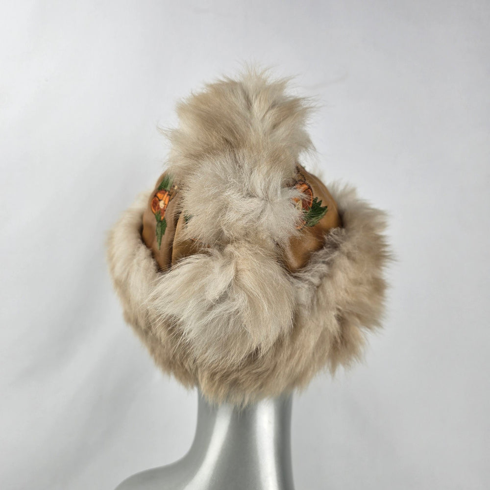 Vintage 70s Embroidered Leather & Fur Cossack Hat – Boho Zhivago Winter Cap