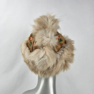 Vintage 70s Embroidered Leather & Fur Cossack Hat – Boho Zhivago Winter Cap