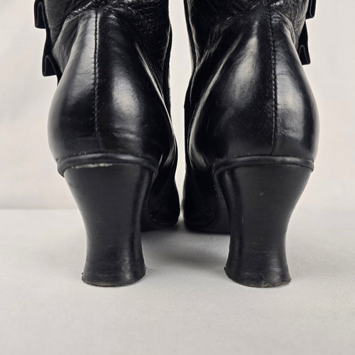 Miz Mooz Astor Black Leather Knee High Button Detail Boots Size 9