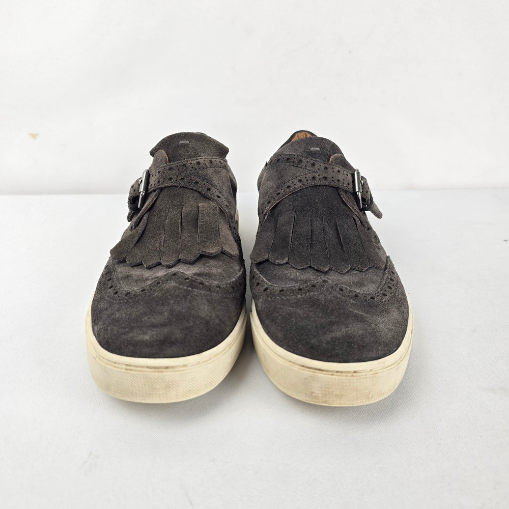 Frye Gemma Kiltie Gray Suede Fringe Buckle Wingtip Sneakers - Size 9.5