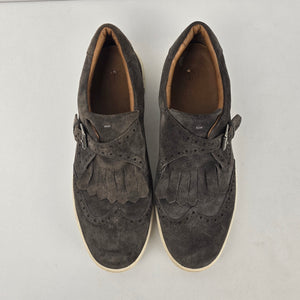 Frye Gemma Kiltie Gray Suede Fringe Buckle Wingtip Sneakers - Size 9.5