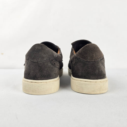 Frye Gemma Kiltie Gray Suede Fringe Buckle Wingtip Sneakers - Size 9.5
