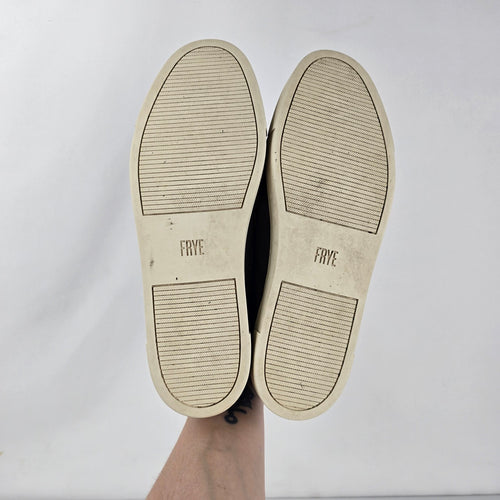 Frye Gemma Kiltie Gray Suede Fringe Buckle Wingtip Sneakers - Size 9.5