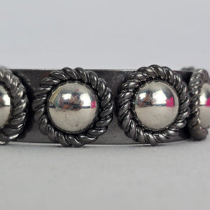 Cocojewelry Silver Tone Dome Stud Rope Open Cuff Bracelet