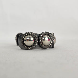 Cocojewelry Silver Tone Dome Stud Rope Open Cuff Bracelet