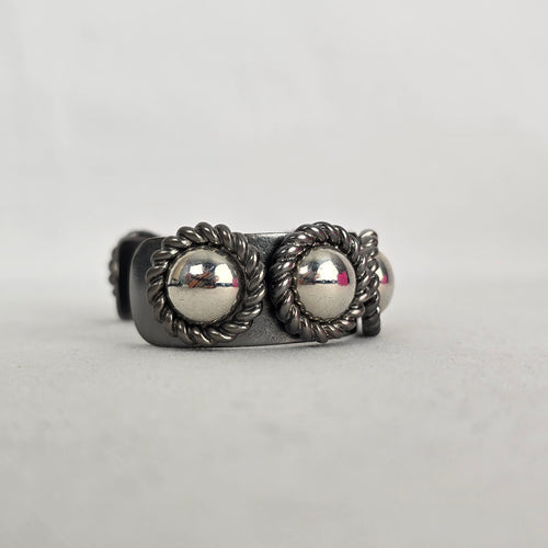 Cocojewelry Silver Tone Dome Stud Rope Open Cuff Bracelet