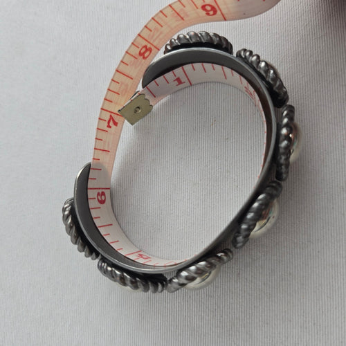 Cocojewelry Silver Tone Dome Stud Rope Open Cuff Bracelet