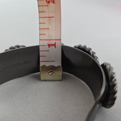 Cocojewelry Silver Tone Dome Stud Rope Open Cuff Bracelet