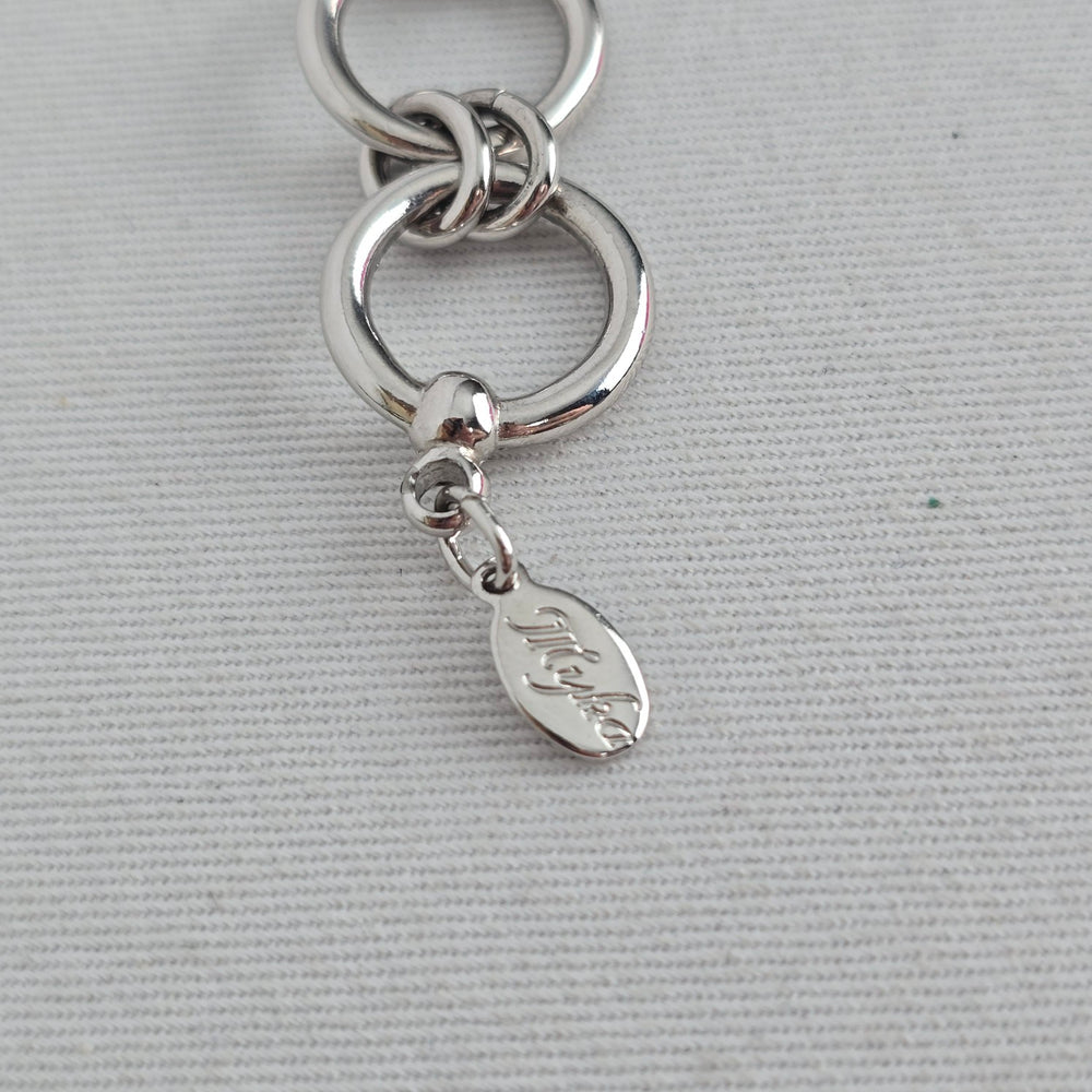 Myka Silver-Tone Black and Clear Crystal Link Bracelet