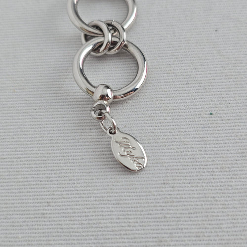 Myka Silver-Tone Black and Clear Crystal Link Bracelet