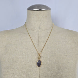 Skagen Gold-Tone Gray Teardrop Pendant Necklace