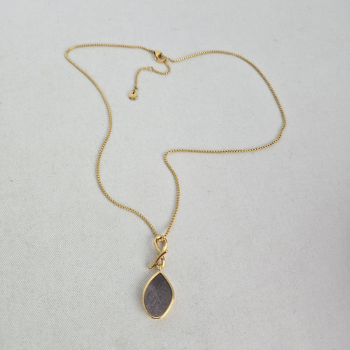 Skagen Gold-Tone Gray Teardrop Pendant Necklace