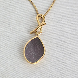 Skagen Gold-Tone Gray Teardrop Pendant Necklace