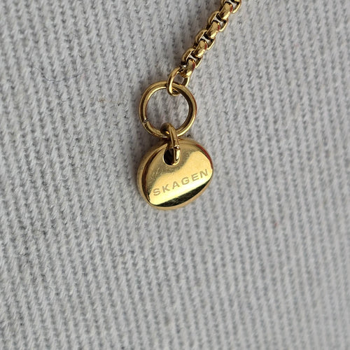 Skagen Gold-Tone Gray Teardrop Pendant Necklace