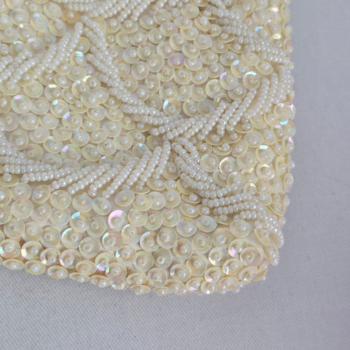 Vintage Ivory Beaded Sequin Clutch