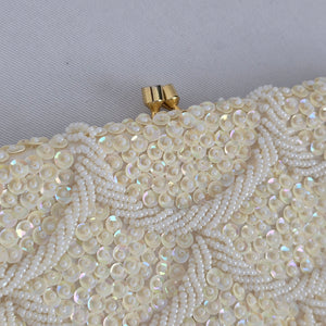 Vintage Ivory Beaded Sequin Clutch