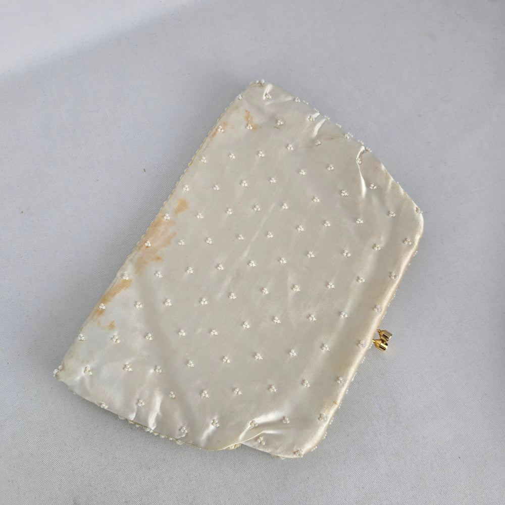 Vintage Ivory Beaded Sequin Clutch