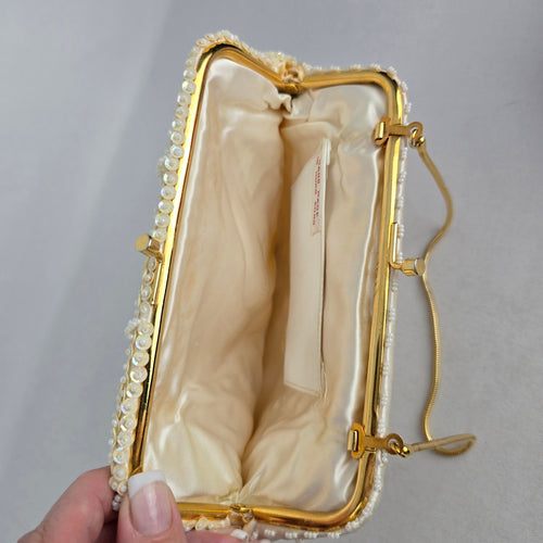 Vintage Ivory Beaded Sequin Clutch