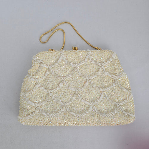 Vintage Ivory Beaded Sequin Clutch