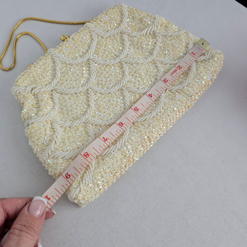 Vintage Ivory Beaded Sequin Clutch