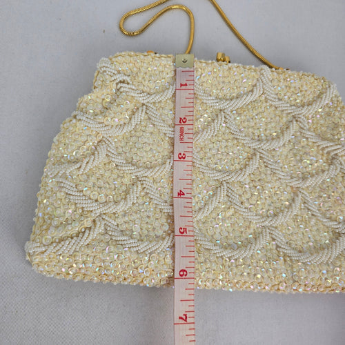 Vintage Ivory Beaded Sequin Clutch