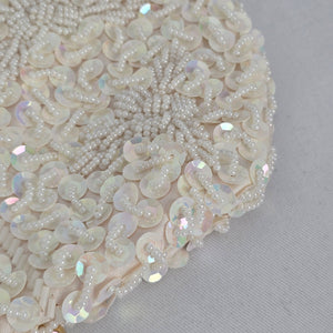 Vintage Du-Val Ivory Sequin and Pearl Oval Clutch