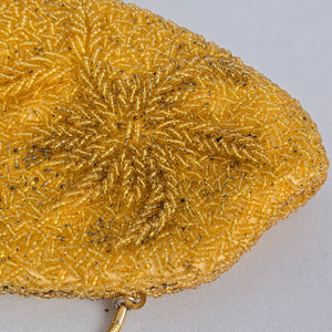 Vintage Gold Beaded Oval Clutch