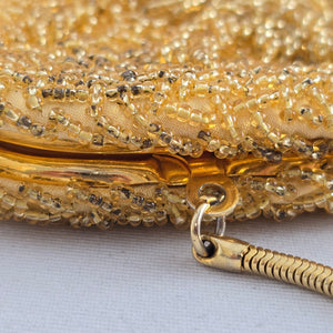 Vintage Gold Beaded Oval Clutch