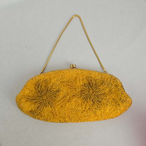 Vintage Gold Beaded Oval Clutch