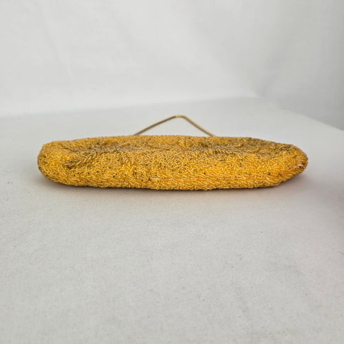Vintage Gold Beaded Oval Clutch