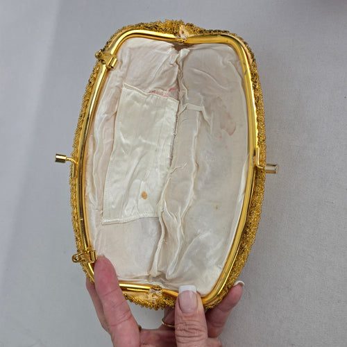 Vintage Gold Beaded Oval Clutch