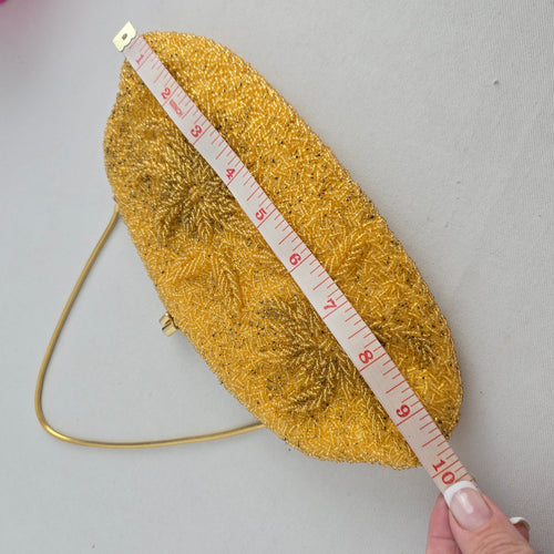 Vintage Gold Beaded Oval Clutch