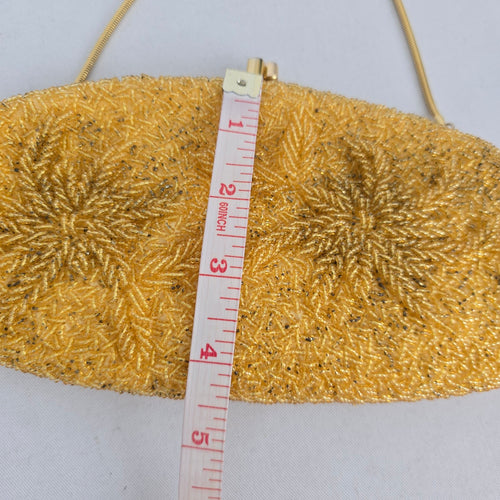 Vintage Gold Beaded Oval Clutch