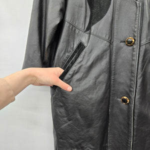Rumors & Gossyp Vintage Black Leather Suede Western Long Coat Jacket - Size L