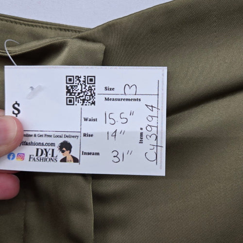 Dèluc Women’s Olive Satin Wide Leg Pants Size M NWT
