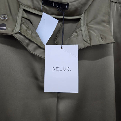 Dèluc Women’s Olive Satin Wide Leg Pants Size M NWT