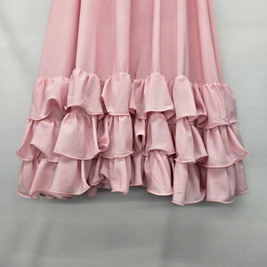 Vintage Pink Tiered Ruffle Maxi Skirt Elastic Waist Flowy Romantic Boho Style - Size S