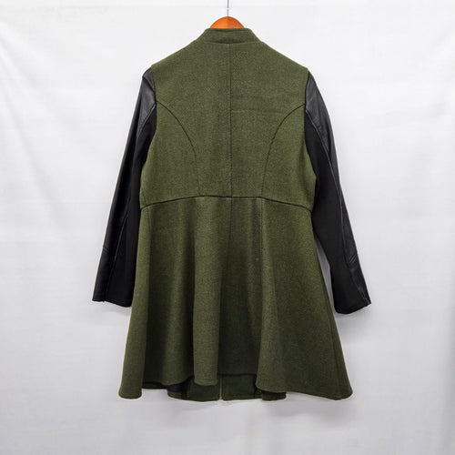 Torrid Olive Green Herringbone Military Coat Faux Leather Sleeves Size 1X