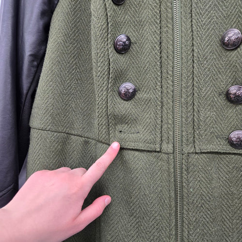 Torrid Olive Green Herringbone Military Coat Faux Leather Sleeves Size 1X