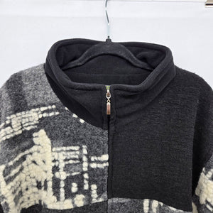 Dolcezza Wool Blend Poncho Cape Jacket Black Gray Cream Size XL