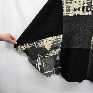 Dolcezza Wool Blend Poncho Cape Jacket Black Gray Cream Size XL