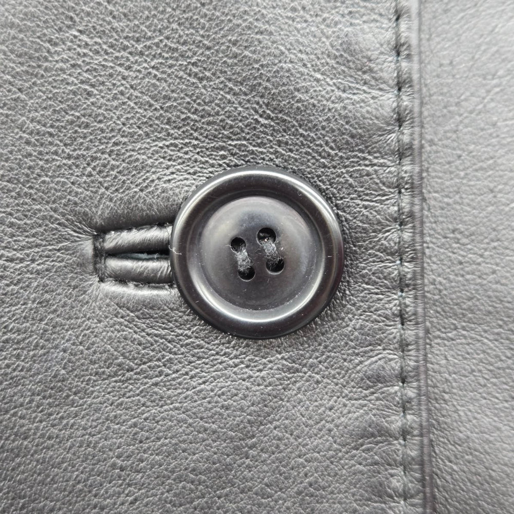 Jessica Black Genuine Leather Button Front Car Coat Jacket Size 16