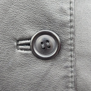 Jessica Black Genuine Leather Button Front Car Coat Jacket Size 16