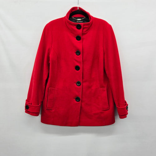 Planet Red Wool Cashmere Blend Button Front Coat Size 16