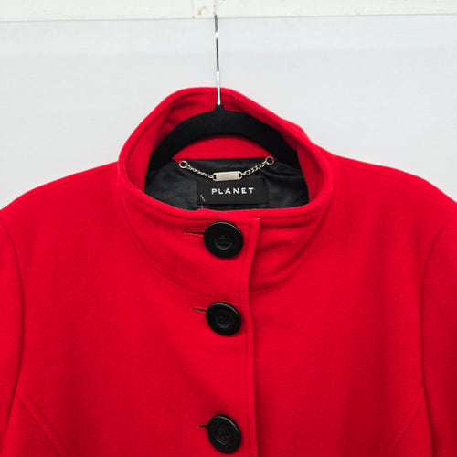 Planet Red Wool Cashmere Blend Button Front Coat Size 16
