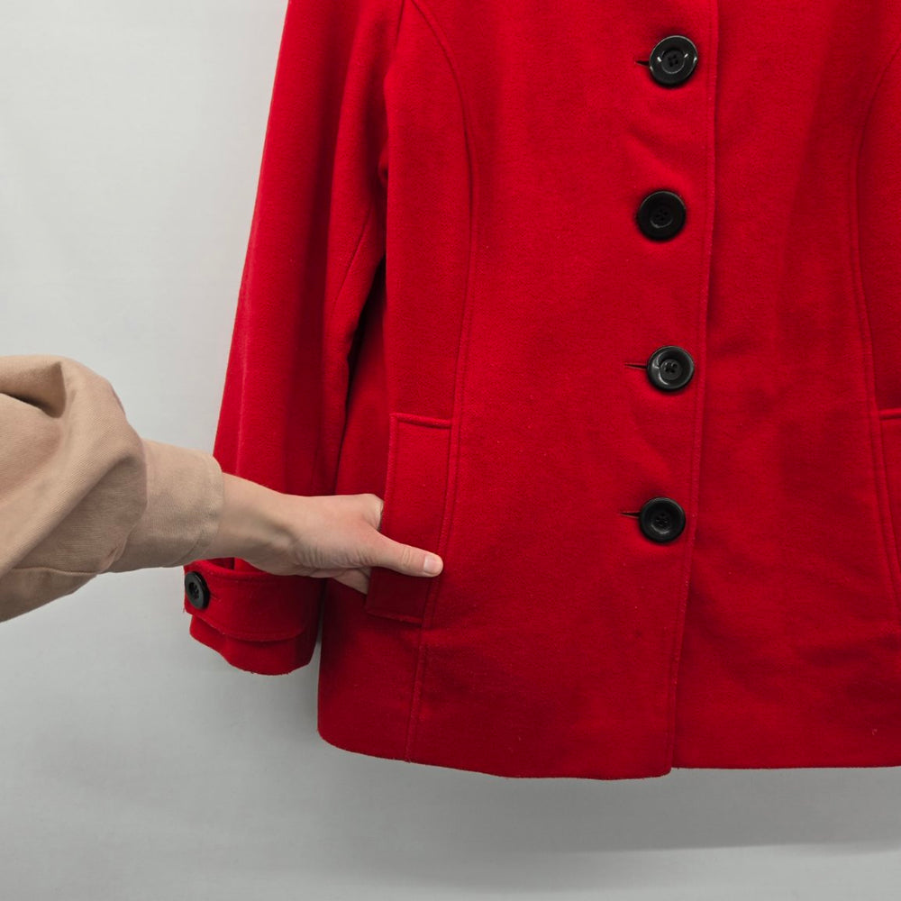 Planet Red Wool Cashmere Blend Button Front Coat Size 16