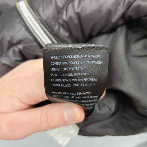 Laundry Charcoal Down Puffer Coat Velvet Trim Hooded Long Jacket - Size S/XS