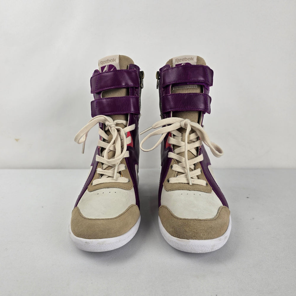 Reebok Alicia Keys Chi-Kaze Wedge High Top Sneakers Purple Cream Tan Size 8