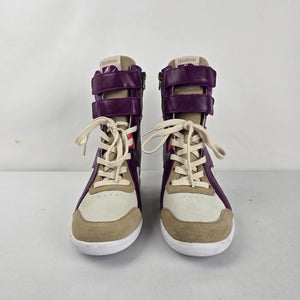 Reebok Alicia Keys Chi-Kaze Wedge High Top Sneakers Purple Cream Tan Size 8