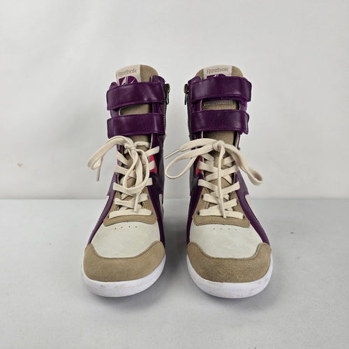 Reebok Alicia Keys Chi-Kaze Wedge High Top Sneakers Purple Cream Tan Size 8